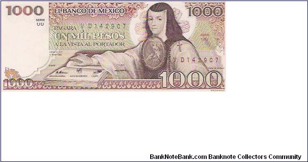 1000 PESOS

VD 142907

SERIE UU

13.5.1983

P # 80 A Banknote