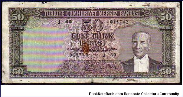 50 Turk Lirasi__
Pk 175 a__

L.1930__

01-06-1964
 Banknote