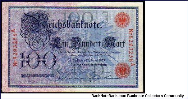 100 Mark__
Pk 33 a__

Red Seal__
07-02-1908
 Banknote