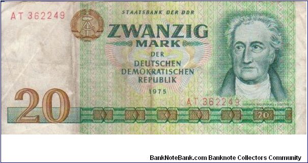 East Germany 10 Marks dated 1975 Banknote