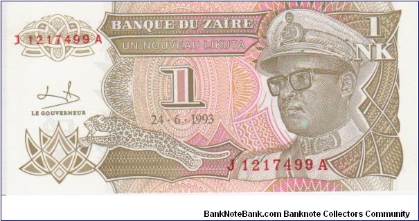 Zaire 1 Nouveau Likuta dated 1993 Banknote