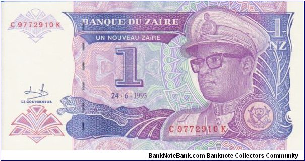 Zaire 1 Nouveau Zaire dated 1993 Banknote