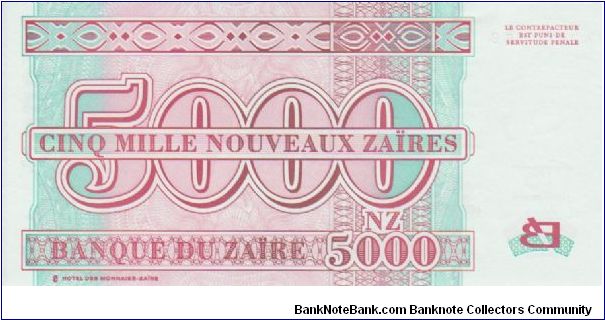 Banknote from Congo year 1995
