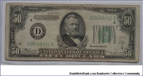 1934B D_A Cleveland Note from circulation Banknote