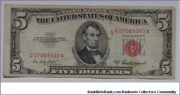1953A C-A USN from Circulation Banknote