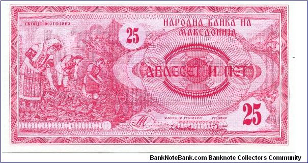 25 Denar
Pink
Farmers harvesting 
Llinden monument in Krushevo Banknote