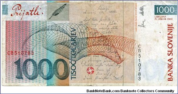 Banknote from Slovenia year 2000