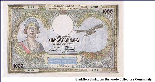 BANK OF YUGOSLAVIA
1000 DINARA Banknote