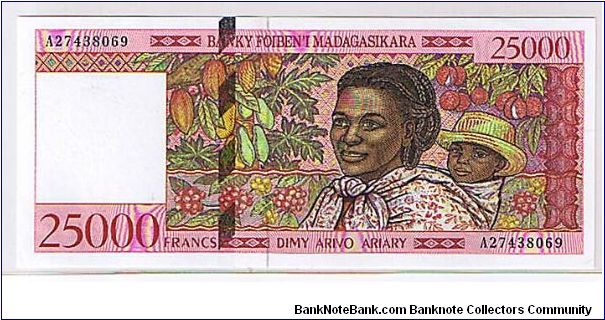 BANK OF MADAGASCAR
25000 FRANC Banknote
