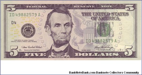 USA $5 Series 2006, new multicolour design Banknote