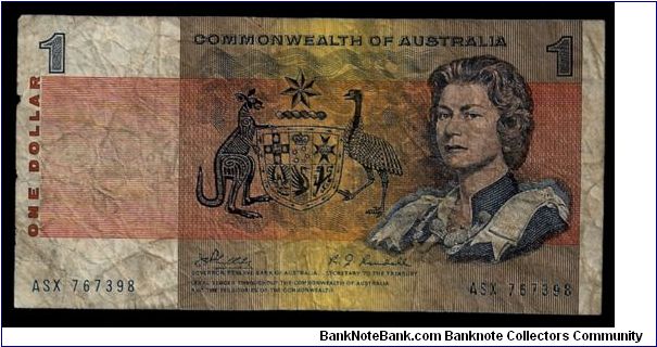 Commonwealth of Australia 1 Dollar P-42 (?)... very low grade example, but interesting as of yet unidentified signatures...! Banknote