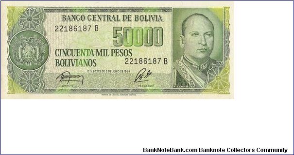 50,000 Pesos Bolivianos Banknote