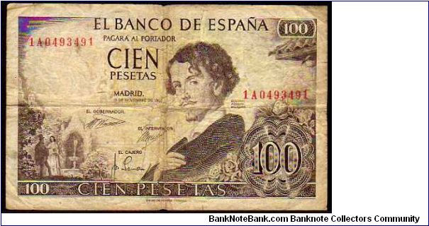 100 Pesetas__
Pk 150__

19-11-1965
 Banknote