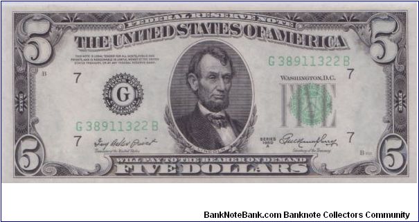 1950 A $5 CHICAGO FRN Banknote