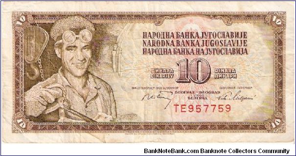 10 dinars; 1968 Banknote