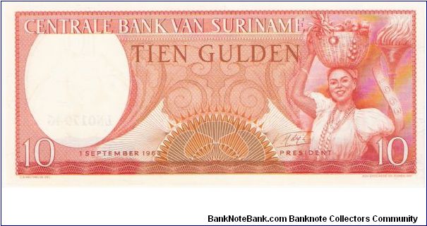 10 gulden; September 1, 1963 Banknote