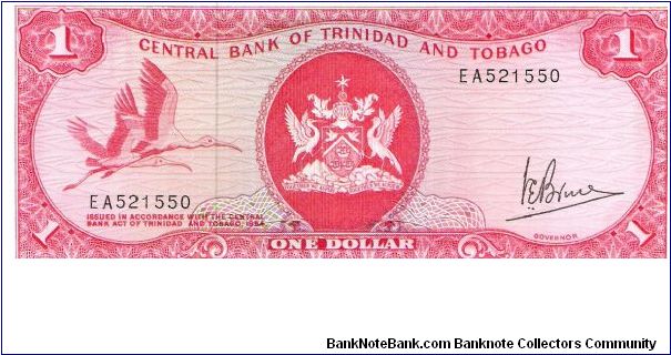 Trinidad and Tobago, 1 Dollar 1985 (Scarlet Ibis; bank; oil refinery) Banknote