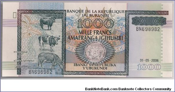 Burundi 1000 Francs 2006 PNEW. Banknote