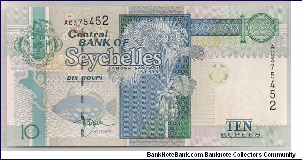 Seychelles 10 Rupees 1998 P36. Banknote