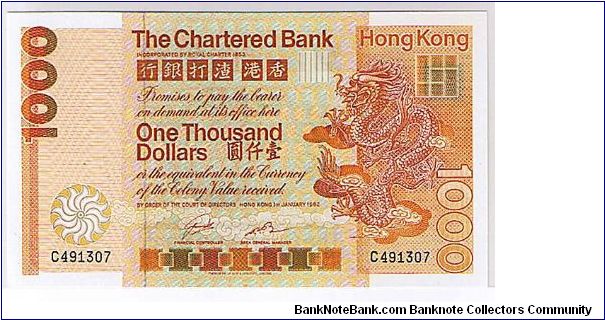 CHARTERED BANK $1000 1ST SERIES NOTES Banknote