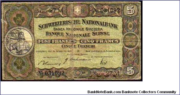 5 Franken / Francs / Franchi__
Pk 11 k__

16-11-1944
 Banknote