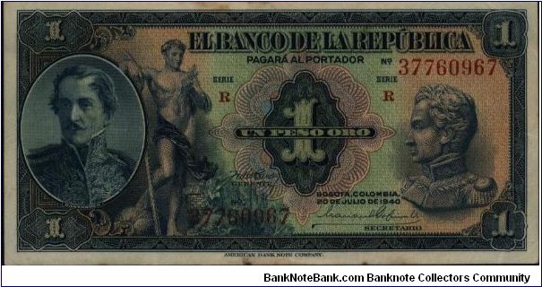 Colombia, 1 peso 1940 Banknote