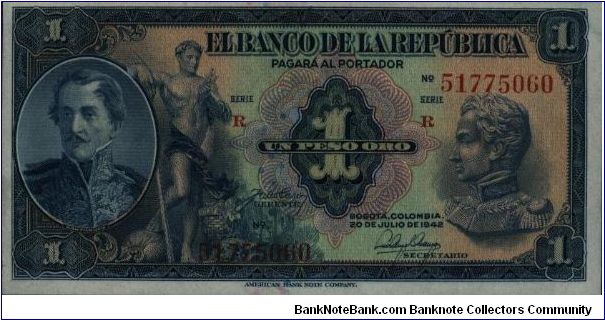 Colombia, 1 peso 1942 Banknote