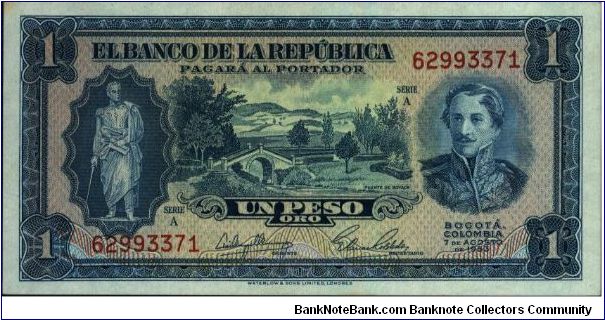 Colombia, 1 peso 1953 Banknote