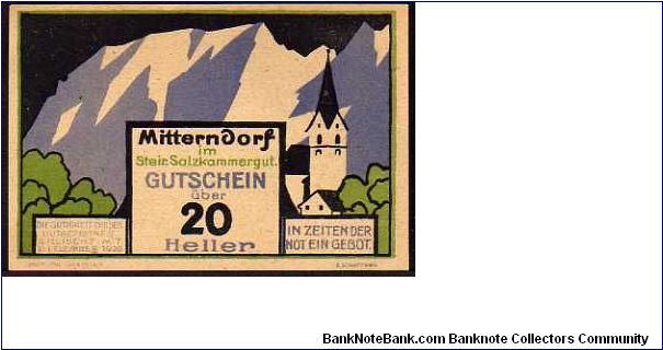 *NOTGELD*__


20 Heller__
Pk NL__

20-05-1920
 Banknote