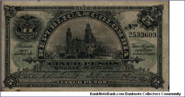 Colombia, 5 pesos Abril de 1904 Banknote