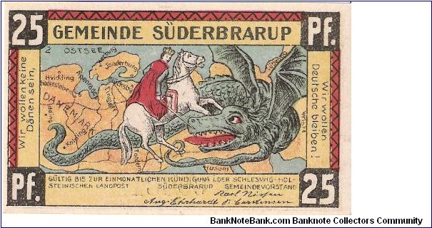 Notgeld (Süderbrarup); 25 pfenig; circa 1920

Part of the Dragon Collection! Banknote