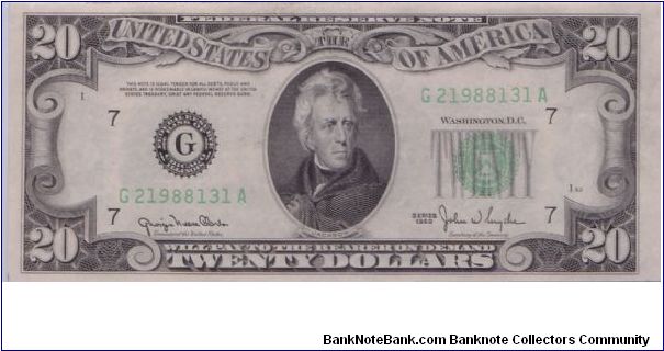 1950 $20 CHICAGO FRN Banknote