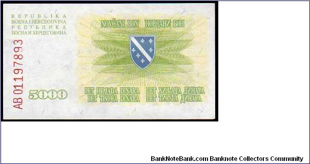 Banknote from Bosnia year 1993