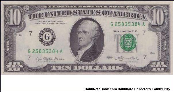 1977 $10 CHICAGO FRN Banknote