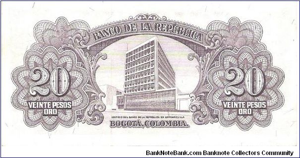 Banknote from Colombia year 1965