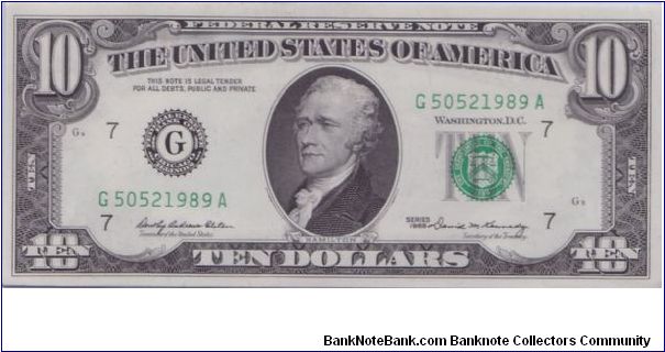 1969 $10 CHICAGO FRN Banknote