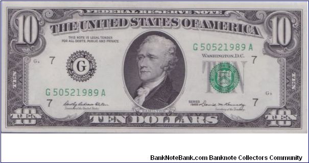 1969 $10 CHICAGO FRN Banknote