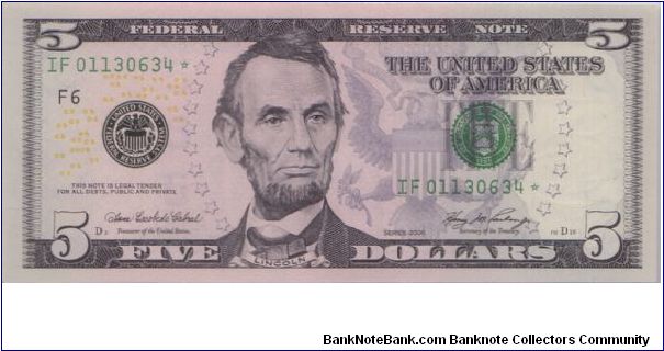 2006 $5 ATLANTA FRN

**STAR NOTE**

**COLORIZED NOTE** Banknote