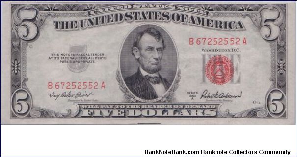 1953 A $5 *RED SEAL* Banknote