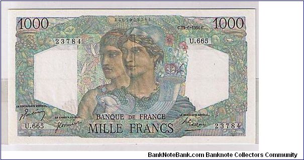 FRANCE- 1950- 1000 FRANCS Banknote