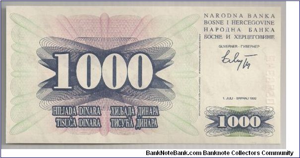 Banknote from Bosnia year 1992