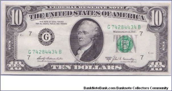 1969 A $10 CHICAGO FRN Banknote