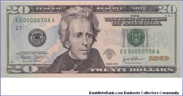 2004 $20 CHICAGO FRN

**SUPER LOW 3 DIGIT SERIAL**

**BEP SPECIAL ISSUE**

**1 OF ONLY 2500 NOTES** Banknote