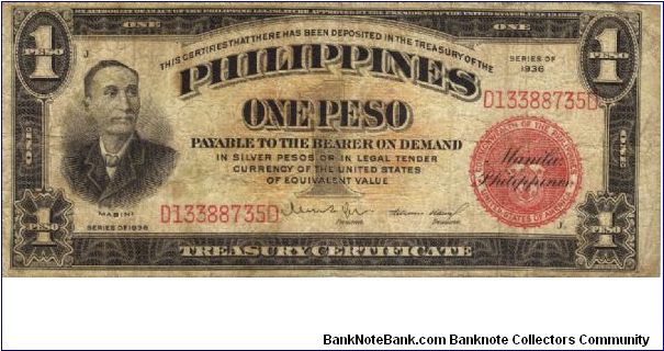 PI-81 Philippine 1 Peso Treasury Certificate note. I will sell this note for best offer or trade it for notes I need. Banknote