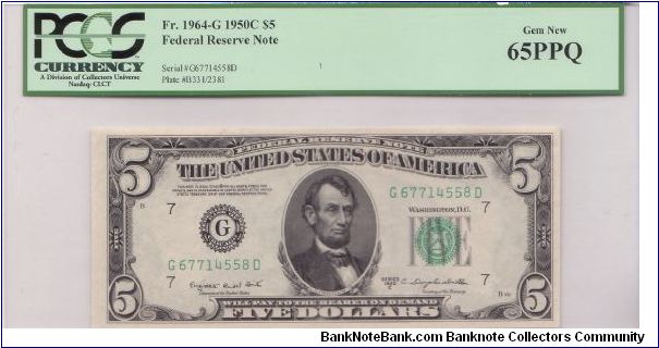 1950 C $5 CHICAGO FRN

**PCGS 65PPQ**

**GEM NEW** Banknote