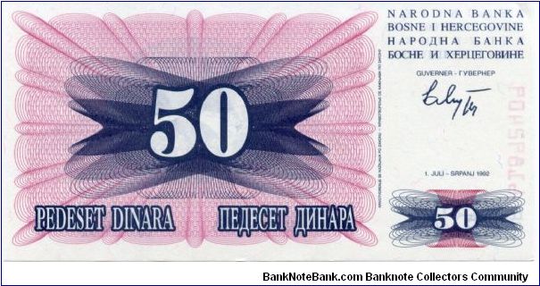 Banknote from Bosnia year 1992