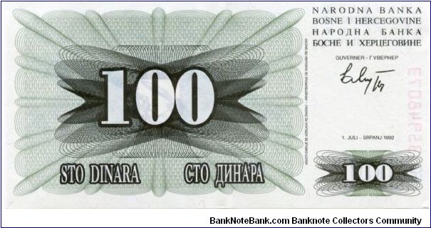 Banknote from Bosnia year 1992