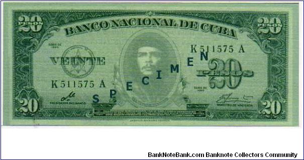 *CUBA*__20 Pesos__

pk# NL__

Specimen__

Never Issue
 Banknote