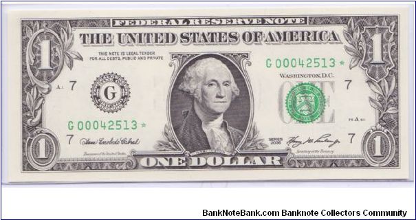 2006 $1 CHICAGO FRN

**STAR NOTE**

**VERY SHORT PRINT RUN**

**5 DIGIT SERIAL** Banknote
