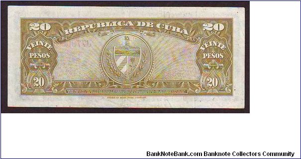 Banknote from Cuba year 1964